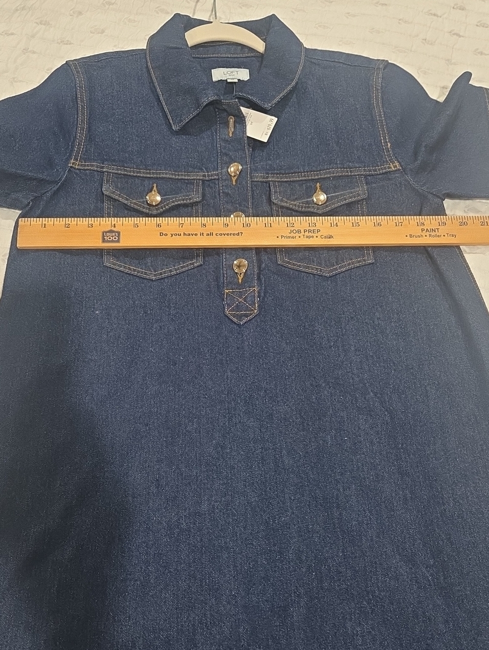NWT LOFT Outlet Dark Wash Denim Polo Shirt Dress. Offers Welcome! - Picture 11 of 13